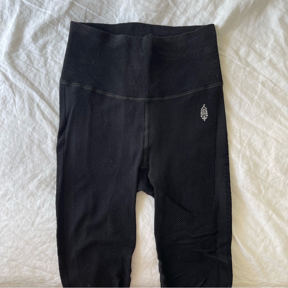 Free People Black Ribbed Leggings